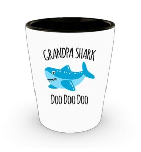 exxtra gifts grandpa shark shot glass - grandfather cup - gift for granddad - birthday gift from grandkids - christmas stocking stuffer present