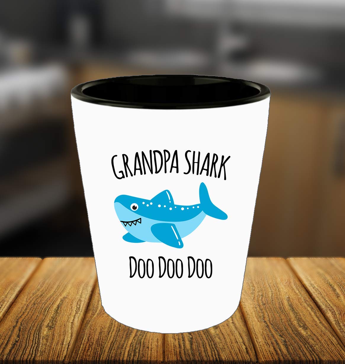 Exxtra Gifts Grandpa Shark Shot Glass - Grandfather Cup - Gift For Granddad - Birthday Gift From Grandkids - Christmas Stocking Stuffer Present