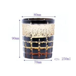 N/C JINZHI Hand cut Japanese cut glass kiriko old fashioned glasses-Chrysanthemum-Mesh Diamond cut pattern drinking glass tumbler