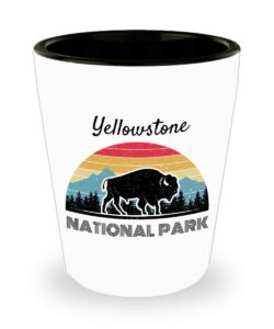 retro yellowstone shot glass national park usa road trip