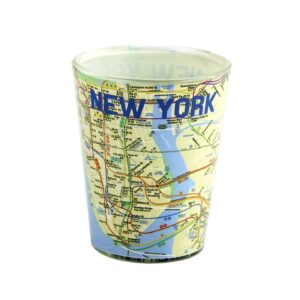torkia - official licensed new york mta subway map - shot glass - 1.5oz (clear)