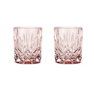 nachtmann noblesse collection 4” whiskey tumbler, made of fine crystal glass, glass for bourbon, whiskey, & other beverages, 10.4-ounces, dishwasher safe, set of 2 (rose)