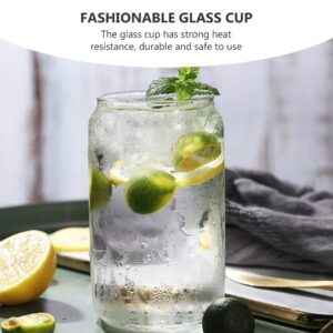 DOITOOL Glass Cups Can Shaped Cups- 17oz Clear Drinking Glasses with - Iced Coffee Cup Cute Tumbler for Whiskey Wine Soda Coke Cocktail Beverage Cups