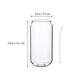 DOITOOL Glass Cups Can Shaped Cups- 17oz Clear Drinking Glasses with - Iced Coffee Cup Cute Tumbler for Whiskey Wine Soda Coke Cocktail Beverage Cups