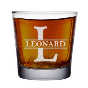 TEEAMORE Personalized Rocks Old Fashioned Cocktail Glass Add Your Name Initial Etched Whiskey Glasses Housewarming Gift 9oz