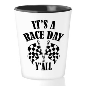bubble hugs racer shot glass 1.5oz - it's a race day y'all - car racing drag race dirt track racing auto enthusiast dirtbike