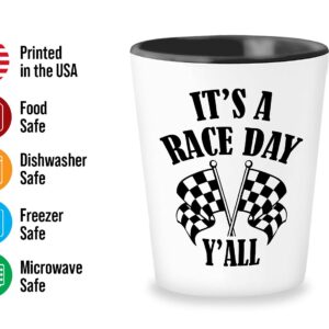 Bubble Hugs Racer Shot Glass 1.5oz - It's A Race Day Y'All - Car Racing Drag Race Dirt Track Racing Auto Enthusiast Dirtbike