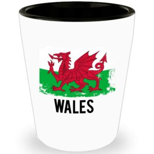 Wales Flag Shot Glass Funny Gifts - Welsh CYMRU Pride Flag Vintage, Soccer, Football Team, Hometown, Travel Wales Flag Ceramic Cup