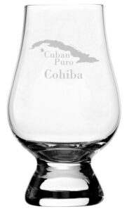 cohiba cuban cigar themed etched crystal whisky glass compatible with the glencairn glass accessories