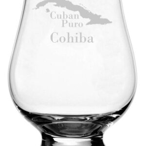 Cohiba Cuban Cigar Themed Etched Crystal Whisky Glass Compatible with The Glencairn Glass Accessories