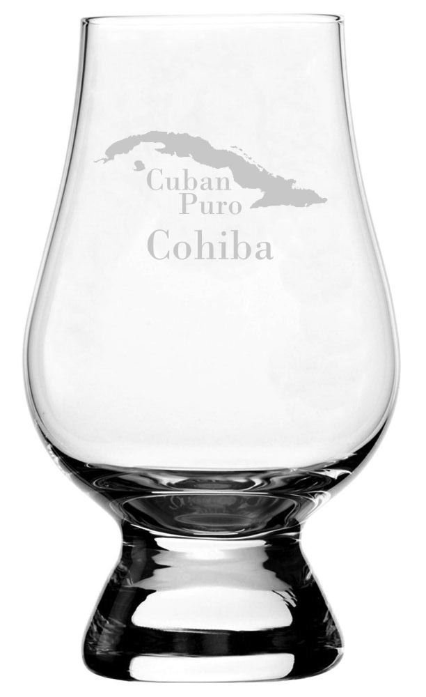 Cohiba Cuban Cigar Themed Etched Crystal Whisky Glass Compatible with The Glencairn Glass Accessories