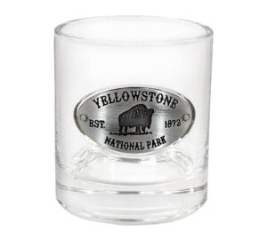 americaware 10 oz. whiskey glass with etched yellowstone medallion
