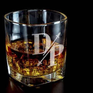 Whiskey Bourbon Glasses Personalized Monogrammed Set Rock Glass Decanter for Him Best Man Groomsmen Proposal Father in Law Idea Groomsman Groom