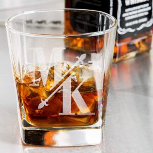 Whiskey Bourbon Glasses Personalized Monogrammed Set Rock Glass Decanter for Him Best Man Groomsmen Proposal Father in Law Idea Groomsman Groom