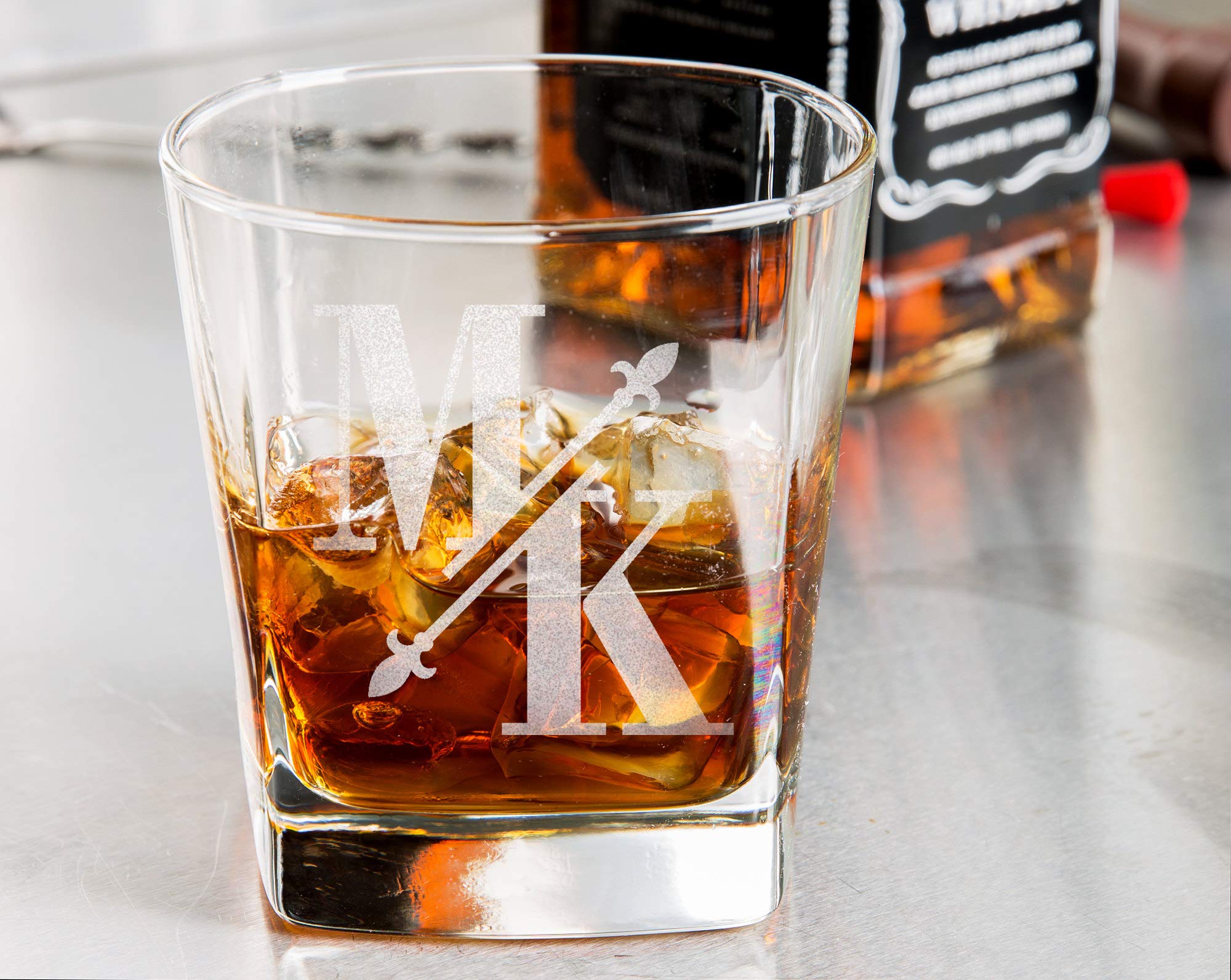 Whiskey Bourbon Glasses Personalized Monogrammed Set Rock Glass Decanter for Him Best Man Groomsmen Proposal Father in Law Idea Groomsman Groom