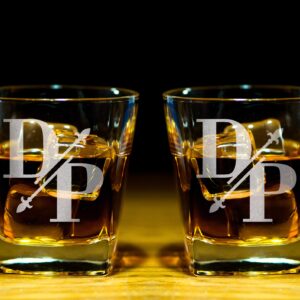 Whiskey Bourbon Glasses Personalized Monogrammed Set Rock Glass Decanter for Him Best Man Groomsmen Proposal Father in Law Idea Groomsman Groom