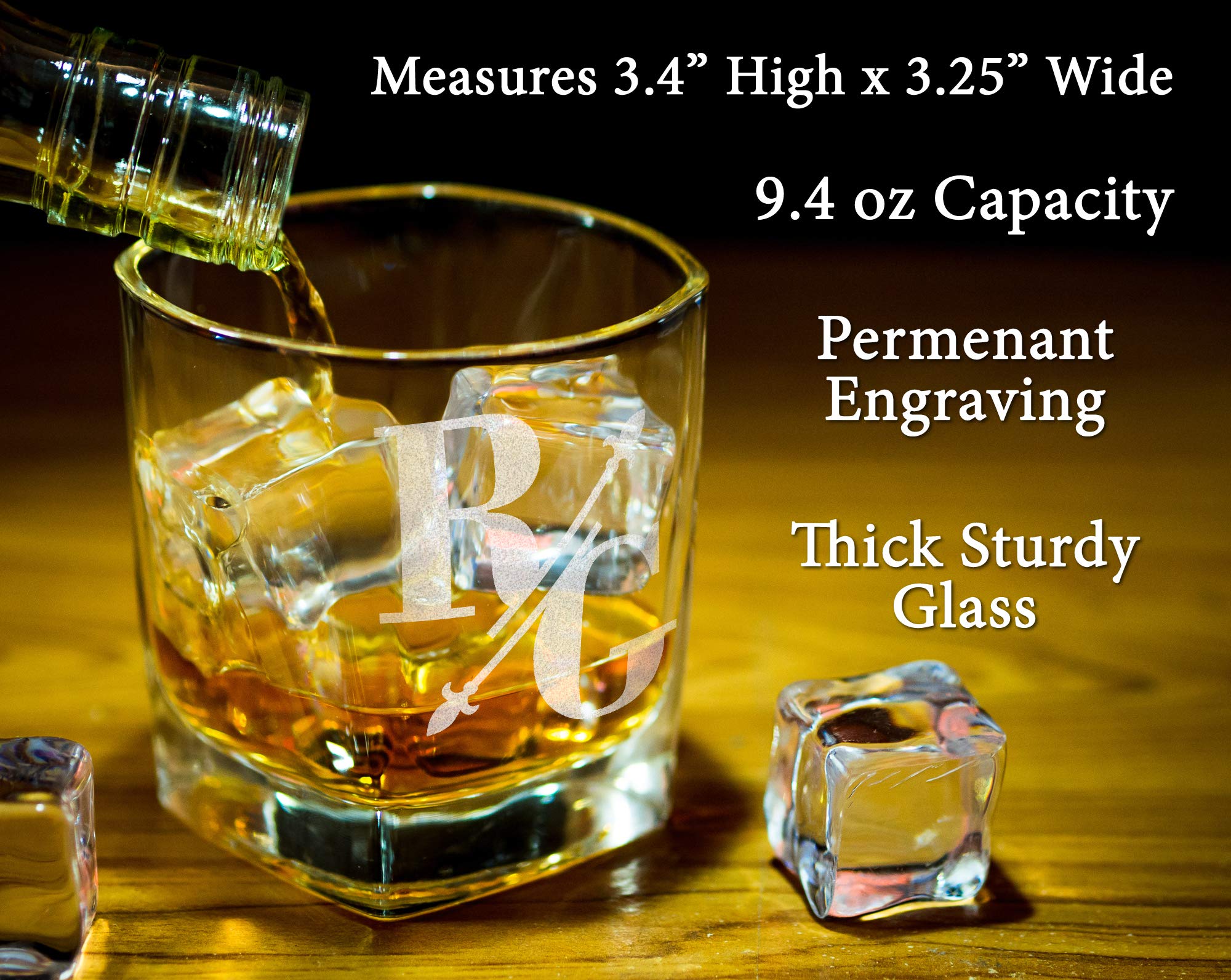 Whiskey Bourbon Glasses Personalized Monogrammed Set Rock Glass Decanter for Him Best Man Groomsmen Proposal Father in Law Idea Groomsman Groom