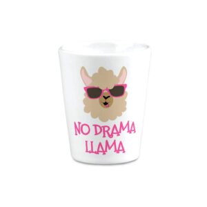 style in print ceramic shot glasses no drama llama funny animals bar supplies accessories 2 oz