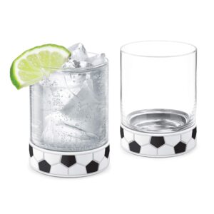 final touch kick-off whiskey and cocktail soccer/football tumbler sports glasses - 12oz (350ml) - set of 2 (fta6672)