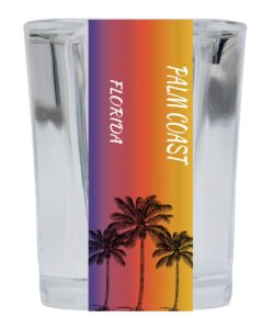 palm coast florida 2 ounce square shot glass palm tree design