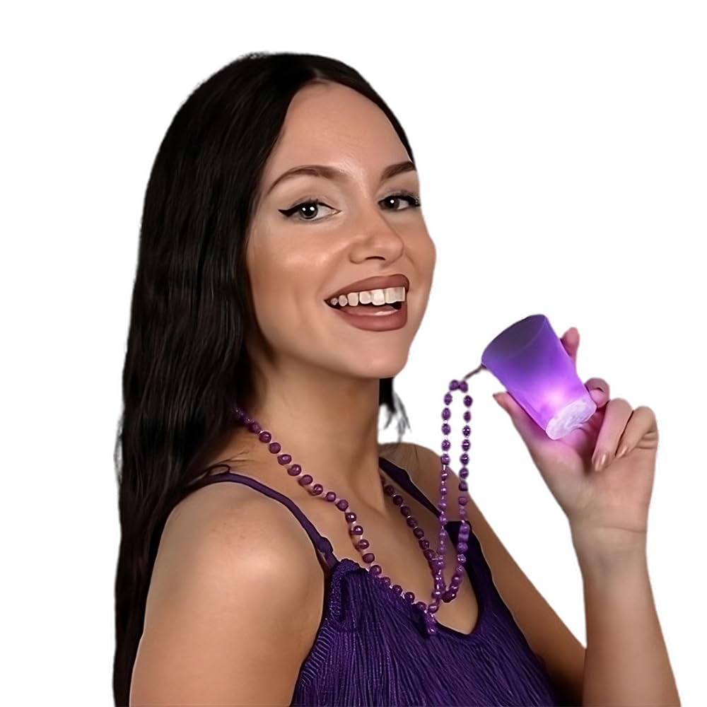 Blinkee Light Up Purple Shot Glass on Purple Beaded Necklaces