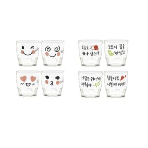soju glass soju shot glass 소주 소주잔 korean soju alcohol glasses glassware cute icon character + hangul wise saying 8 pcs