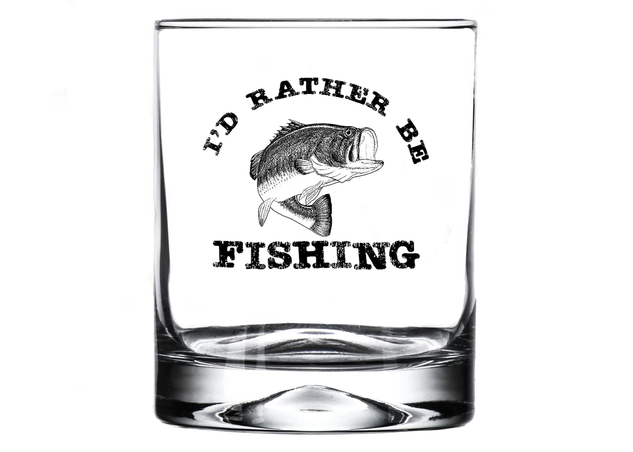 Rogue River Tactical Funny I'd Rather Be Fishing Joke Bass Fishing Old Fashioned Glass Drinking Cup Gag Gift For Fisherman Dad Grandpa