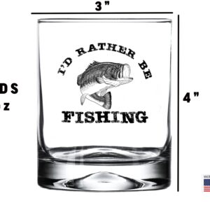 Rogue River Tactical Funny I'd Rather Be Fishing Joke Bass Fishing Old Fashioned Glass Drinking Cup Gag Gift For Fisherman Dad Grandpa