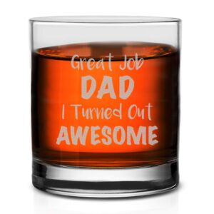 veracco great job dad i turned out awesome whiskey glass funny birthday gifts fathers day birthday gifts for new dad daddy stepdad (clear, glass)