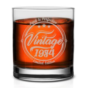 veracco aged to perfection vintage 1984 limited edition 40 years whiskey glass for someone who loves drinking bachelor birthday gifts funny party favors and fabulous (clear, glass)