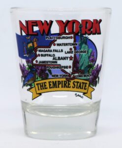 new york state elements map shot glass