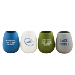mud pie lake silicone cup set, 16 oz, blue