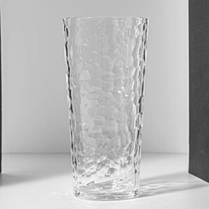 KOXIN-KARLU Mixed Drinkware 21-ounce Plastic Tumbler Acrylic Glasses with Hammered Design, set of 6 Clear