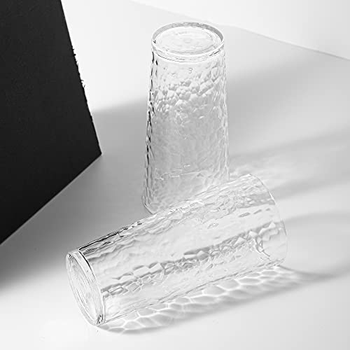 KOXIN-KARLU Mixed Drinkware 21-ounce Plastic Tumbler Acrylic Glasses with Hammered Design, set of 6 Clear