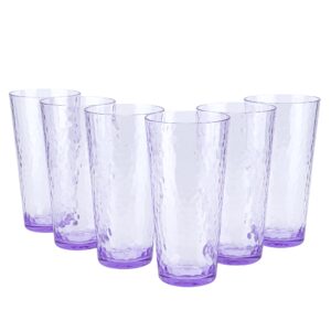 koxin-karlu mixed drinkware 26-ounce plastic tumbler acrylic water glasses, set of 6 coral pink
