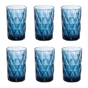 bandesun drinking glass set of 6 modern glassware diamond pattern tumbler cup（12 oz），for water，cocktail，milk，juice and beverage