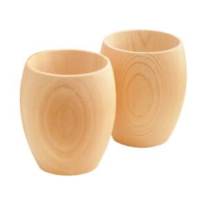 Japanese Traditional Wooden Sake Cups, Set of 2, Handmade in Japan, Made of Hinoki Japanese Cypress