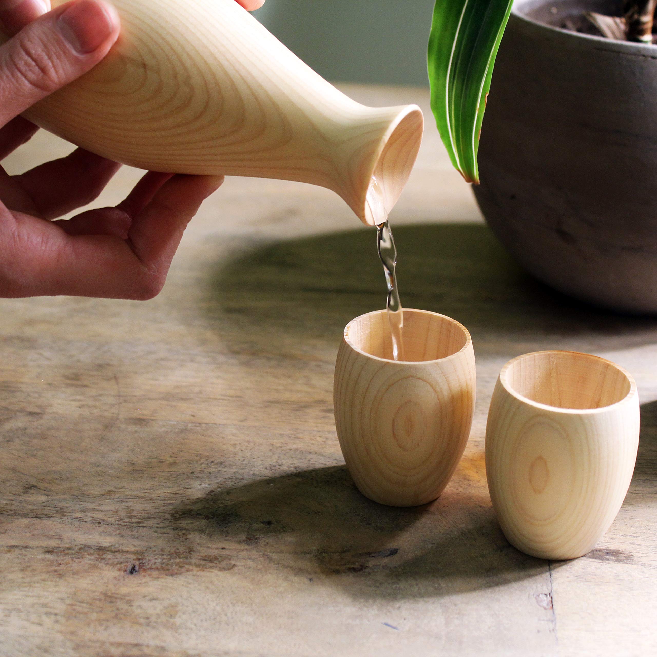 Japanese Traditional Wooden Sake Cups, Set of 2, Handmade in Japan, Made of Hinoki Japanese Cypress