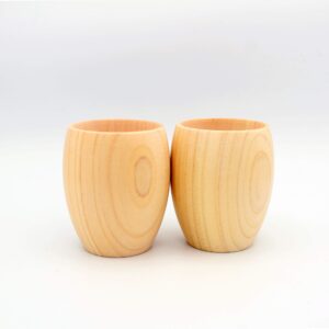 Japanese Traditional Wooden Sake Cups, Set of 2, Handmade in Japan, Made of Hinoki Japanese Cypress