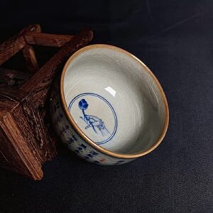 Jingdezhen Prajnaparamita Hrdaya Heart Sutra Crackle Cracked Ice Pattern Japanese Chinese Ceramic Porcelain Teacup Ochoko Sake Cup