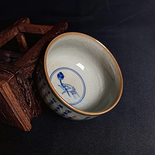 Jingdezhen Prajnaparamita Hrdaya Heart Sutra Crackle Cracked Ice Pattern Japanese Chinese Ceramic Porcelain Teacup Ochoko Sake Cup