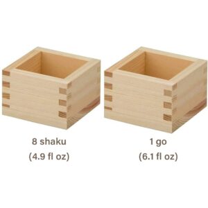 TIKUSAN Wooden Sake Cups Masu Japanese Hinoki Wood Sake Box Made in Japan (6.1 fl oz(1go))