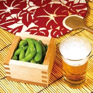 EDOYA Hinoki Wood Sake Cups (Set of 2) Japanese Box Masu with Japanese Lucky Brand (Long Life Fuji)