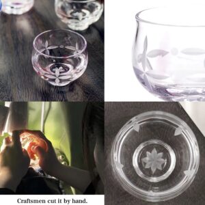 Tomi Craft, Otaru Kiriko Ochoko, Japanese Sake Cups, Beautiful Cut Glass, Craftsmen in Otaru Hokkaido, Hand Made in Japan, Tomi Glass OG101 (Clear)