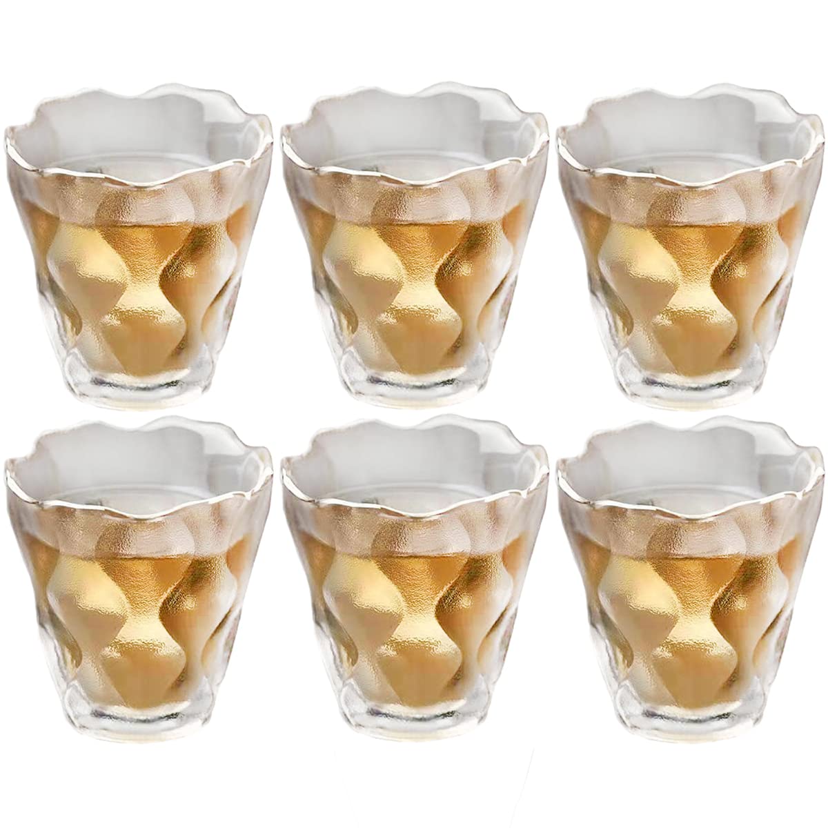 Sizikato 6pcs Frosted Glass Small Wine Cup, 50ml Tea Cup Sake Cup