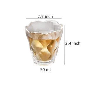 Sizikato 6pcs Frosted Glass Small Wine Cup, 50ml Tea Cup Sake Cup