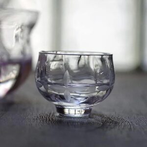 Tomi Craft, Otaru Kiriko Ochoko, Japanese Sake Cups, Beautiful Cut Glass, Craftsmen in Otaru Hokkaido, Hand Made in Japan, Tomi Glass OG101 (Clear)