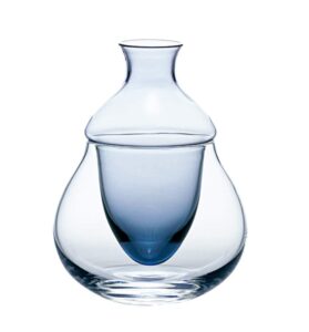 toyo sasaki glass cold sake cup, blue, 4.3 x 4.3 x 5.7 inches (11 x 11 x 14.5 cm), diameter: 1.5 inches (3.8 cm)