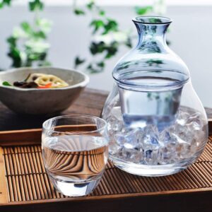 Toyo Sasaki Glass Cold Sake Cup, Blue, 4.3 x 4.3 x 5.7 inches (11 x 11 x 14.5 cm), Diameter: 1.5 inches (3.8 cm)