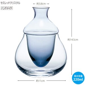 Toyo Sasaki Glass Cold Sake Cup, Blue, 4.3 x 4.3 x 5.7 inches (11 x 11 x 14.5 cm), Diameter: 1.5 inches (3.8 cm)